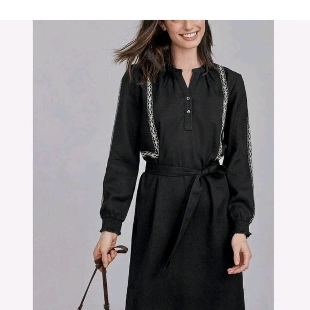 Garnet Hill Black Long Sleeve Dress